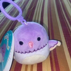 Squishmallows Charmaine Purple HummingBird Plush Toy & Key Chain, New With Tags